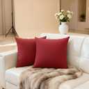 HER HWA Outdoor Throw Pillow Covers ONLY, 18x18 Inches, Pack of 2  Water-Resistant, Smooth Zipper, Durable Polyester for Outdoor/Indoor Decor, Machine Washable (Red)