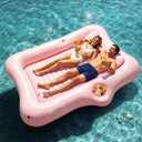 HeySplash Inflatable Tanning Pool Lounger Float, Suntan Tub for Adults, Blow Up Sunbathing Pool with Integrated Pillow and Cup Holder, Heavy Duty Tanning Bed for Backyard Lake Beach