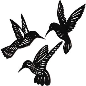 3 Pieces Wood Hummingbird Wall Art Decor 9 inch Hummingbird Wall Decorations for Bedroom Black Wood Sculpture Bird Indoor Kitchen Hanging Balcony for Home Bedroom Office Garden