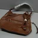 Realer Hobo Crossbody Bags for Women Designer Faux Leather Hobo Handbags Retro Large Size Shoulder Bag Bucket Purse (Medium-12.4 inch, Brown-gold Hardware)
