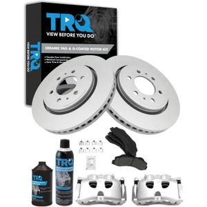 TRQ Front Brake Pad & Rotor Kit Brake Caliper Brake Chemical Kit Brake Pads Brake Rotor Ceramic Premium G-Coated Compatible with 2010-2017 Ford Expedition 2010-2011 F-150 2011-2017 Lincoln Navigator