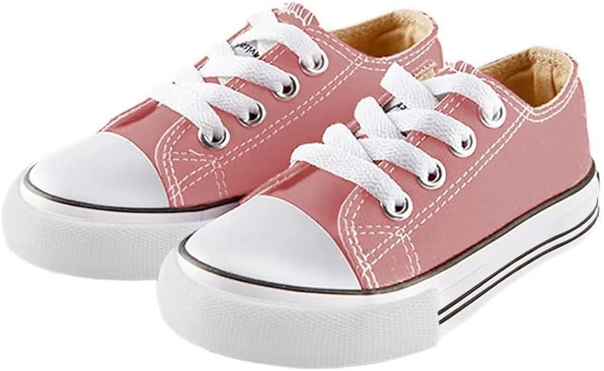 Mvlsoct Boys and Girl Low Top Canvas Kids Lace up Sneakers, size 25