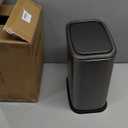 8L/2.1 Gal Small Bathroom Trash Can with Lid, Swing-Top Rectangular Waste Bin, Stainless Steel Garbage Can for Home, Office, Toilet, Bedroom, Living Room (Silver)