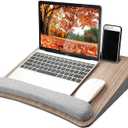 HUANUO Portable Lap Laptop Desk with Pillow Cushion, Fits up to 15.6 inch Laptop, with Anti-Slip Strip & Storage Function for Home Office Students Use as Computer Laptop Stand, Book Tablet (Medium, Dark Brown Woodgrain)