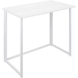 Leopard Folding Computer Desk for Small Spaces, No-Assembly Space-Saving Home Office Desk, Foldable Computer Table, Laptop Table, Writing Desk, Compact Study Reading Table (White)