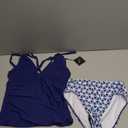 ZAFUL Womens Tankini Swimsuits Smocked 2 Piece Bathing Suits Modest Tie Back Swimwear, Medium