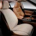 IVICY Linen Car Seat Cover for Cars - Soft & Non-Slip - Front Car Seat Protector Covers for Most Automotive, Vans, SUVs, Trucks - 1 Unit Warm Beige