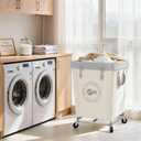 STORAGE MANIAC Commercial Laundry Hamper with Heavy Duty Steel Frame, 160 L Industrial Laundry Basket Cart with Wheels for Hotel, Home, Laundry Room, 18''L x 18''W x 31''H (Medium,  Beige)