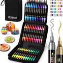 Dual Tip Acrylic Paint Markers, Paint Pens with Fine Tip and Brush Tip Pens, Coloring Markers No Bleed, for Paper, Pottery, Stones, Backpacks, Glass, Eggs, Fabrics, Plastics, Handicrafts