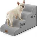 COZY KISS Dog Stairs for Small Dogs 15.7" H, 4-Step Sturdy Foam Dog Steps for Couch and Bed, Curved Pet Stairs for Puppy and Older Cat, Doggie Ladder with Washable Cover, 15.7x28.3x15.7 inch, Gray