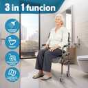 Bedside Commode Chair Foldable Height-Adjustable Toilet Chair with PU Seat 3" Locking Wheels,400lbs Capacity, 22.8-40.6" Adjustable Foldable Shower Chair (Toilet-Round)