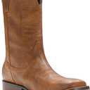 IUV Cowboy Boots For Men Wide Western Boot Traditional American Flag Retro Square Toe Country Work Boots (10, Brown)