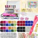 Hotfix Applicator Tool with 8600 Pcs Rhinestones for Blinging Clothes, Fabric, Clothing, Leather, Hot Fix Bedazzler Kit with 6 Tips, Stand, Manual, Case, Glove, Stencils, Tray, Tweezers, Gem Picker