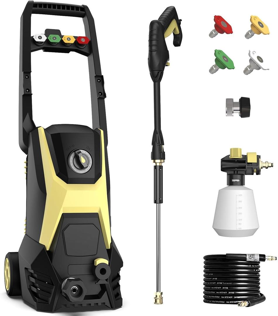 Pressure Washer - 4800PSI 3.2GPM Max Electric Power Washer with 20FT Hose and 35FT Cord, 500ML Foam Cannon 4 Nozzles Power Washer Electric Powered for Car, Driveway, Patio