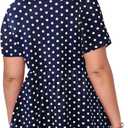 MONNURO Womens Plus Size Tops Cute Babydoll T Shirts Peplum Tunic Tops Loose Fit V-Neck Short Sleeve Blouse (Blue, 2XL)