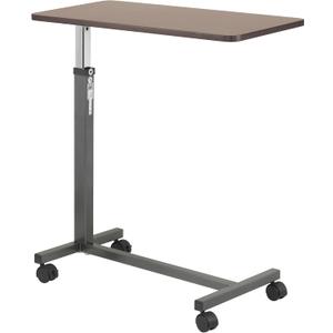 Drive Medical 13067 Non Tilt Top Overbed Table with Wheels and Secure Height Adjustment,Tray Table for Hospital or Home Use, Bedside Rolling Overbed Table, Silver Vein (Silver Vein)