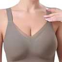 BUMXUZUN Seamless Bras for Women Full Coverage No Underwire Scalloped Push Up Bras Soft Wireless Comfort Bralettes Everyday Bra Coffee M