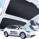 2PCS Nano Ice Crystal Sunshade Roof for Tesla Model 3 Highland 2024-2027 Accessories, [Sag-Free & No-Gap] 3-Gen Black Heat Insulation Foldable Window Sunroof Shading Blocker Cover with Storage Bag