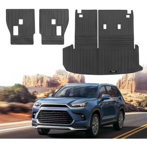 Custom for 2024 2025 2026 Toyota Grand Highlander Cargo Mats Trunk Liner with 2nd 3rd Rear Seat Backrest Mat All Weather TPE Protection Mat Accessories (for 2024-2026 Toyota Grand Highlander)