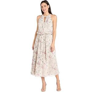 R&M Richards Elegant Halter Neck Floral Chiffon Midi Dress Size 14P
