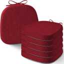 AddGrace Set of 6 Chair Cushions for Metal Dining Chairs 14x14 Chair Pads with Ties Non Slip Thick Seat Cushions with Textured and Removable Cover (6, Red)