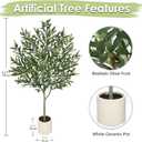 Hollyone Faux Olive Tree with Pot 4.2FT Small Fake Olive Tree Indoor 50.4inch with Natural Wood Trunk and Lifelike Fruits Potted Artificial Tree Plant Home Office Modern Housewarming Decoration Gift