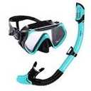 Amiable Snorkel Set Adults, Anti-Fog Snorkel Mask and Snorkel Adult, Panoramic Wide View Scuba Diving Mask and Dry Snorkel, Tempered Glass Snorkeling Mask and Snorkel Set Adult