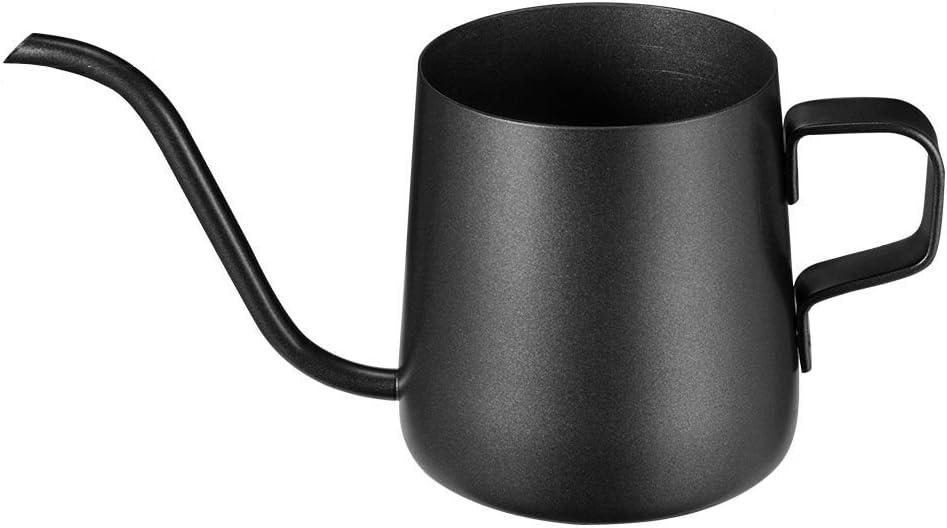 Long Narrow Spout Coffee Pot (8.7 Oz) Small Fine Stainless Pour Over Drip Coffee Pot Gooseneck Tea Kettle(Black, 250ML)