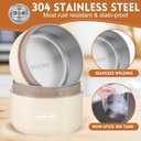Dandat 3 Pcs Portable Insulated Lunch Container Set for Adult, Stackable Stainless Steel Bento Box for Hot Food with Insulated Lunch Bag Unisex 3 Separate Thermal Food Container(Beige,Round)