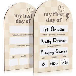Beautiful Wooden First and Last Day of School Board Sign - Modern and Large Back to School Sign for Lasting Memories - Perfect Wooden Dry-Erase Photo Prop for Kindergarten (Boy - Black)