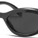 VANLINKER Trendy Small Polarized Cat Eye Sunglasses for Women Thick Oval Shades VL9777 (C1 Black Frame/Grey Lens)