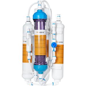 4-Stage Aquarium Reverse Osmosis System with Flushing Valve Portable RO+DI deionized Water Filtration,Colour Changing DI Filter,100 GPD-TDS Close to 0 ppm