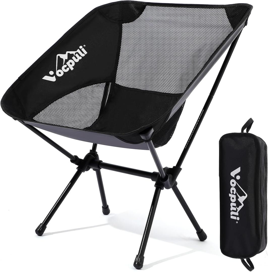 Camping Chair, Lightweight Folding Backpacking Hiking Chair, Compact Portable 330 lbs Capacity，Gifts for Men (Black -1pack