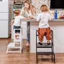 COSYLAND Toddler Step Stool with Removable Protective Side Guard Stable Kid's Learning Stool for Bathroom Potty, Kitchen, Bedroom Counter Helper with Armrest White, 39"D x 40"W x 65"H