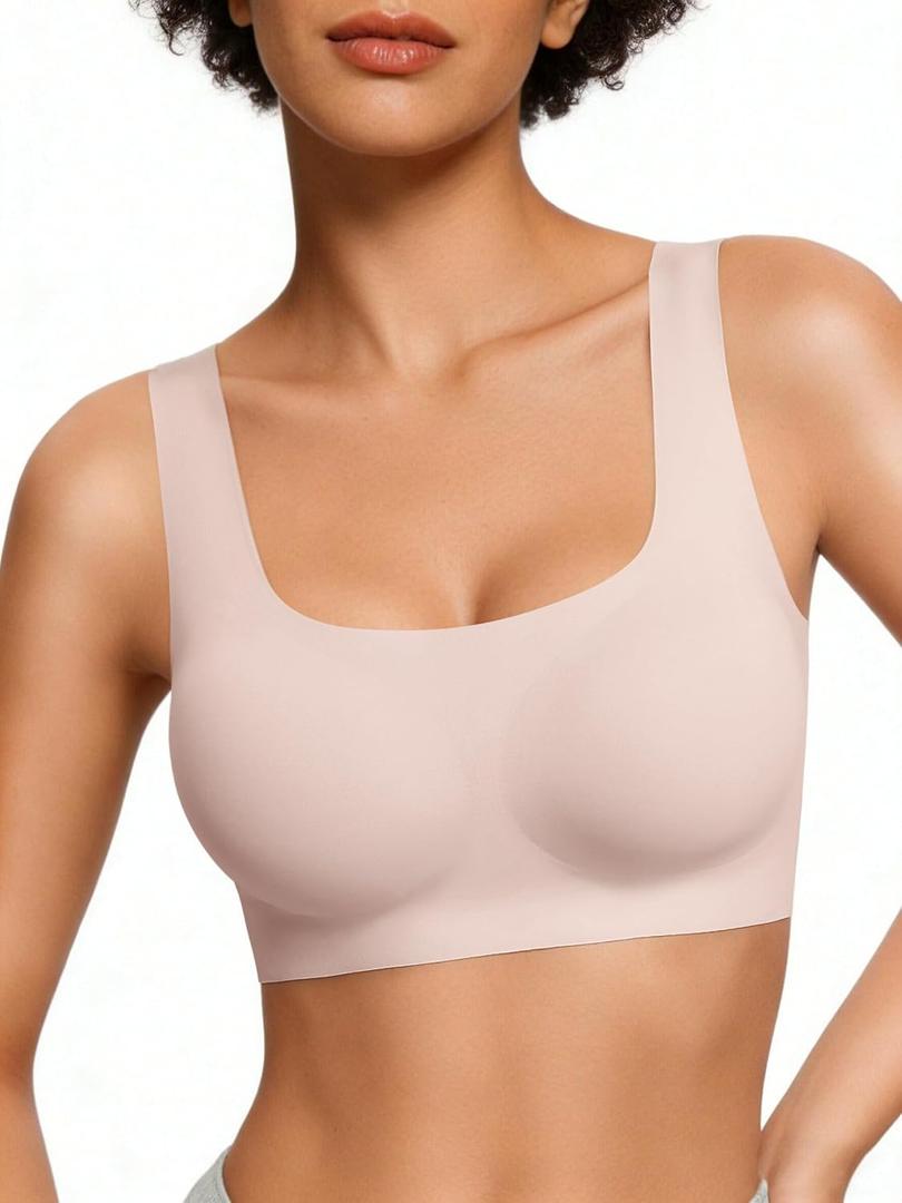 Avidlove Bras for Women Comfy Pullover Wireless Bra Seamless Bralettes T Shirt Wirefree Wide Straps Sleep Everyday Bras Pink (B2)