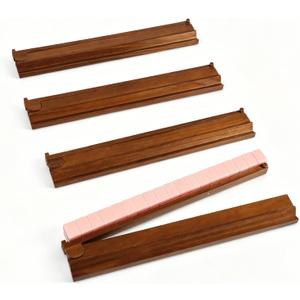 Wooden Mahjong Racks with Pushers Set of 4 – Premium Mahjong Tile Racks and Mahjong Pushers Combo, Essential Mahjong Accessories for American Mah Jongg (Buckle-Brown, Standard)
