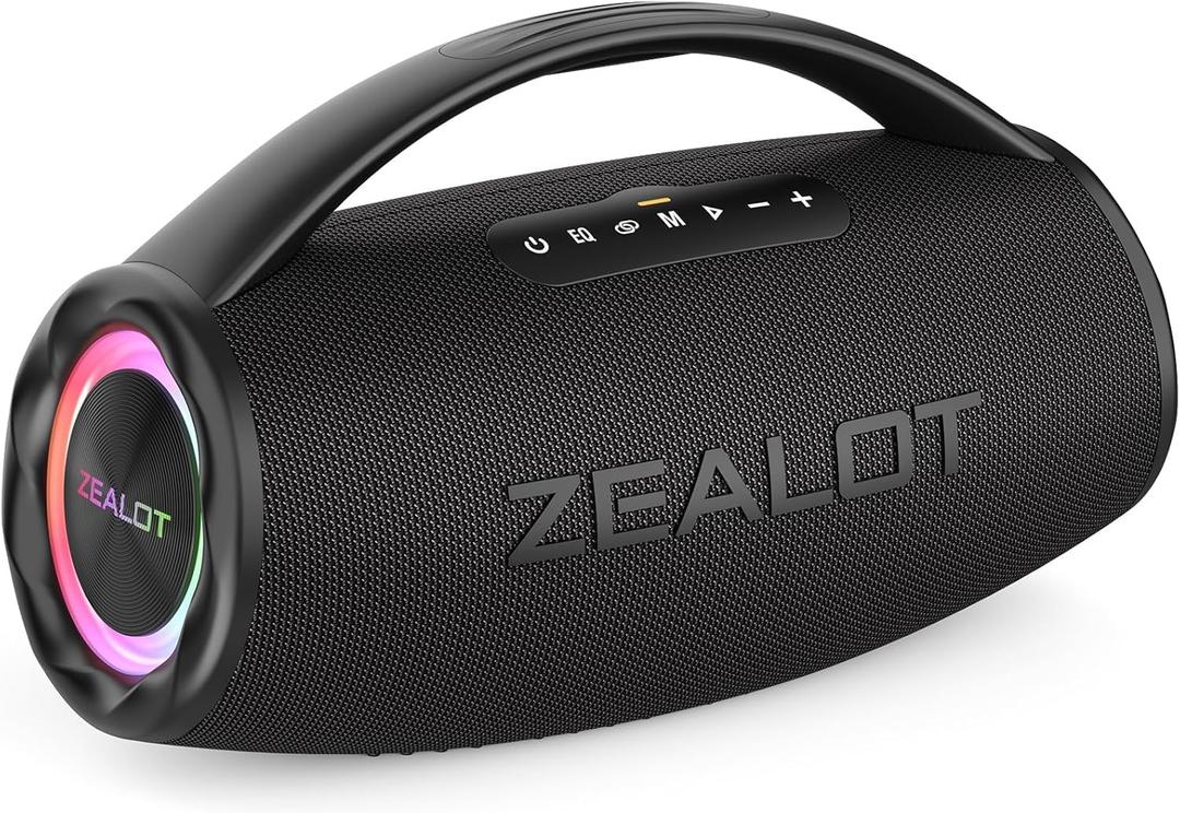 ZEALOT Bluetooth Speaker Wireless with Lights, 80W Loud Booming Bass, USB/3.5mm AUX/TF Card Input, IPX6 Waterproof, BT 5.2, 24H Playtime, TWS Pairing, Big Portable Speaker for Outdoor Home Party Beach