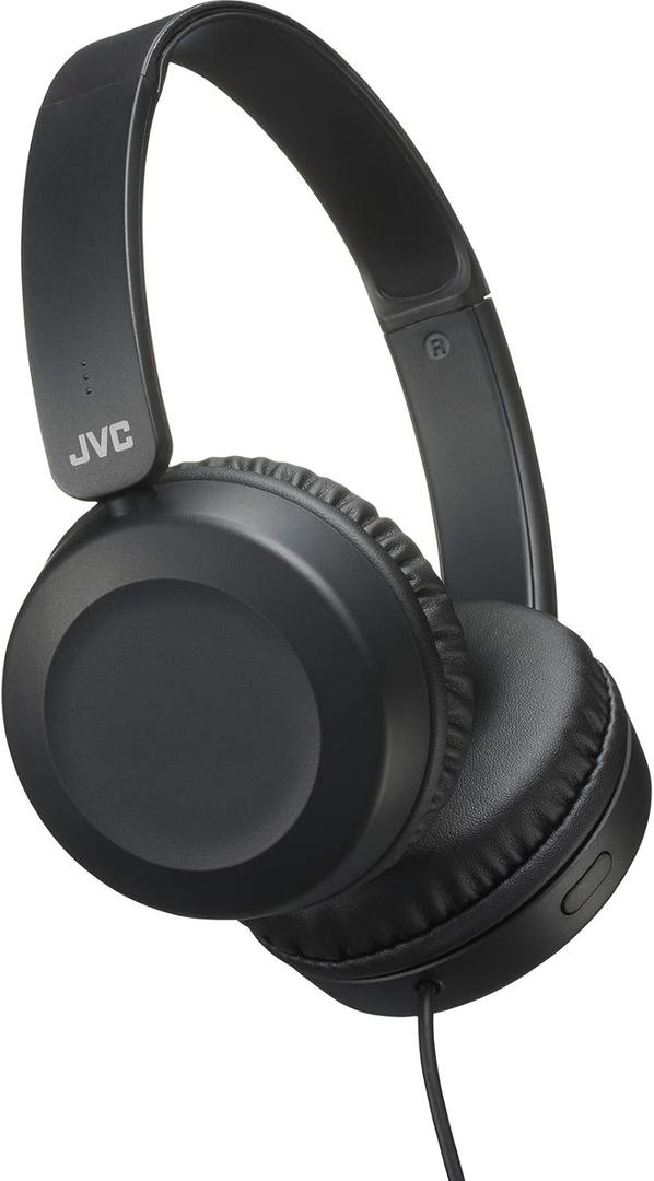 JVC Lightweight On Ear Headphones with Powerful Sound, Integrated Remote & Mic for Smartphones - HAS31MB (Black), Medium
