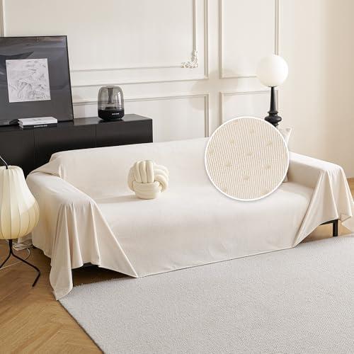 MYSKY HOME White Couch Cover Couch Covers for 3 Cushion Couch Sofa Pet Friendly Sectional Couch Covers L Shape Dog Couch Cover Protector for Sectional Sofa Covers Couch Protector, 71" x 150"