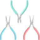 WORKPRO Jewelry Pliers Set, 3 Pack Jewelry Making Tool Kit Includes Mini Needle Nose Plier/Chain Nose Plier, Round Nose Plier and Wire Cutter for Jewelry Repair, DIY Crafts, Jewelry Making Supplies (Light Blue, Light Green, Pink)