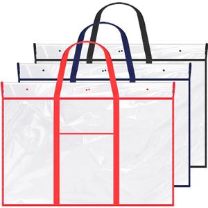 3 Pack Art Portfolio Bags, Large Poster Storage Bag Portfolio Folder for Artwork Bulletin Board Holder Art PVC Folder with Pocket for Bulletin Boards, Scrapbooks, Poster Storage(48 x 36) (Stylish Color)