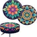 Jeiento Bohemian Stool Covers Green Boho Mandala Round Stool Cushion Cover Elastic Bar Stool Seat Covers,Machine Washable,Christmas Decor,12"-14"