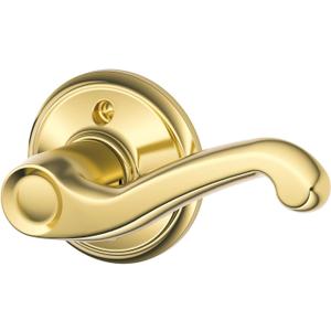 Schlage F170 FLA 605 RH Right Handed Flair Door Lever, One Sided Non-Turning Dummy Door Handle, Bright Brass
