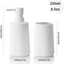 YAUKPH Bathroom Accessories Set 2 Piece Soap Dispenser and Toothbrush Holder for Bathroom Countertop Striped White