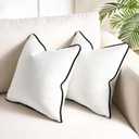 Pillow Covers 20x20 White Couch Pillow Cover Velvet Throw Pillows Covers Minimalist Home Decoration Comfortable Accent Decorative Cushion Cases with Piping Pack of 2 for Living Room Couch Luxury Home