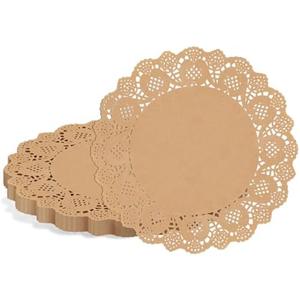  WYTAOHZL 120 Pieces Lace Paper Doilies for Tables 13.5 Inch Round Brown Paper Doilies for Food Cakes Desserts : Home & Kitchen