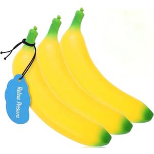 3PCS Bannana Squishy Stress Toy Fake Stretchy Banana Foam Squishies Squishy Fidget Toys Stress Relief Anti Stress Stretchy Banana Toys