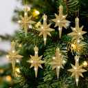 16 Pcs Glitter Bethlehem Star Ornament for Christmas Tree 4.72 x 2.95 Inch Star of Bethlehem Xmas Tree Topper Ornament Plastic Nativity Stars Hanging Decor Accessories (Gold)