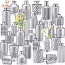 Yaomiao 30 Pcs Vases Bulk Colored Flower Glass Bud Vases Valentine Vintage Colored Glass Bottles Colorful Rustic Embossed for Home Wedding Table Decorations Gifts(Silver Series)