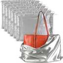 PlasMaller Dust Cover Storage Bags Silk Cloth with Drawstring Pouch For Handbags Purses Pocketbooks Shoes Boots Set of 6, Silver (23.6 x 19.6 in)